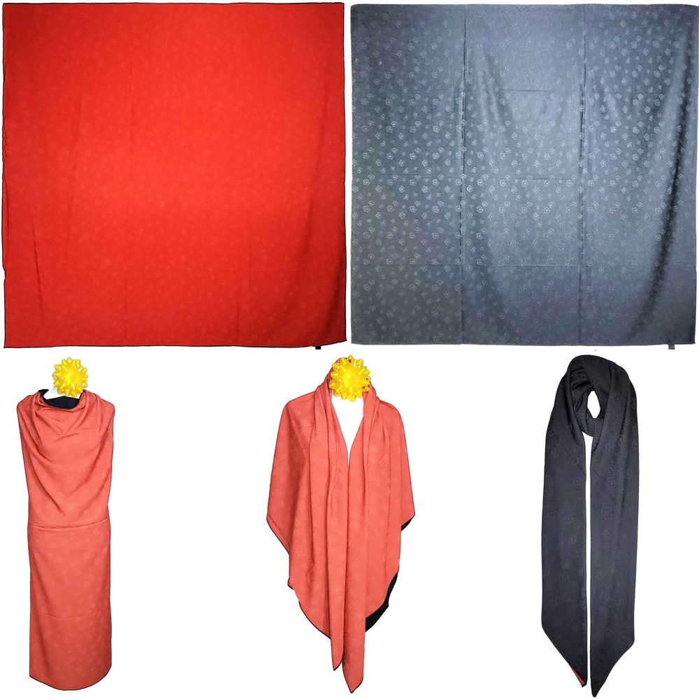 NWT Double Sided Silk Scarf 53"x53" Large Square Shawl Wrap XiangYunShal 34091